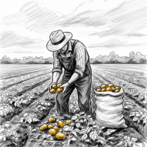 Αγρότης μαζεύει πατάτες
