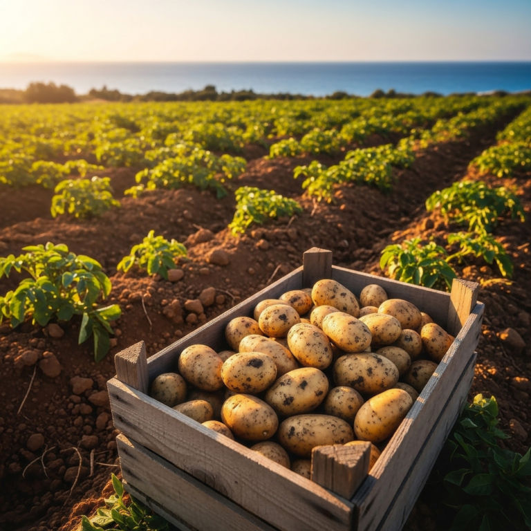 Χωράφι με πατάτες και καφάσι